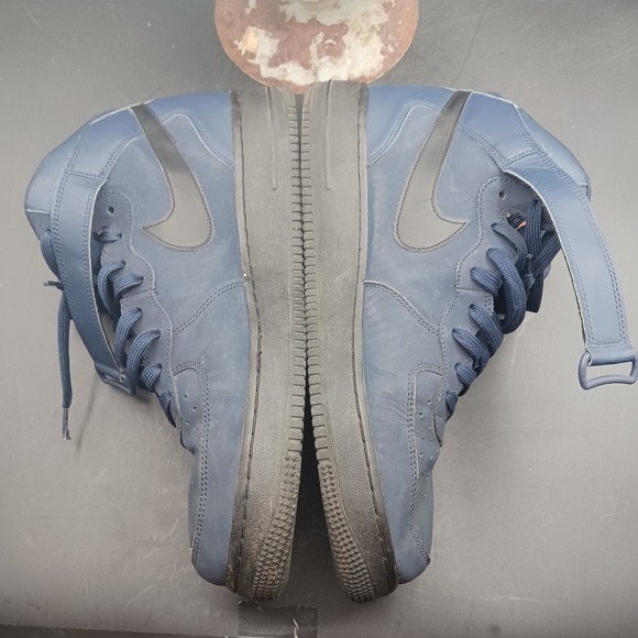 Nike Air Force 1 Obsidian BQ4592-400 Mid Sneakers Navy & Orange Men's Sz 13 FUC - Picture 2 of 13